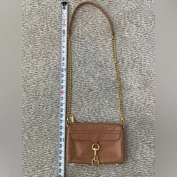 Rebecca Minkoff Mini MAC Desert Tan Leather Crossbody Bag with Gold Chain Strap - Picture 13 of 16